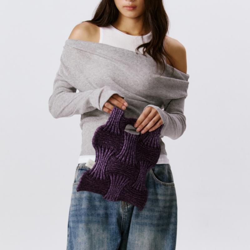 Pleatsmama Glitter Deep Purple New Bow Bag