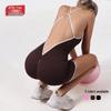 Women's Quick-Dry Color Block Crisscross Strappy Jumpsuit: Sporty, Butt-Lifting, Fitness, Yoga-Ready for Spring/Summer Outdoors.