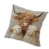 Highland Cow Family Decorative Pillow Cover In Soft Polyester, 45cm X 45cm, with Zipper Closure