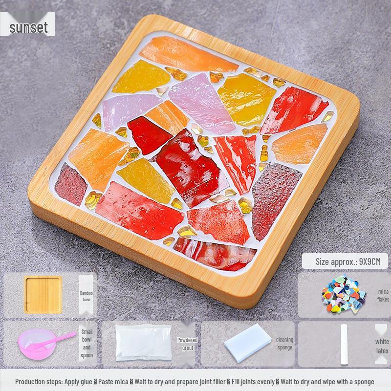 Mosaik Glimmer Bambu Underlägg & Grytunderlägg DIY-kit för Studenter & Barn