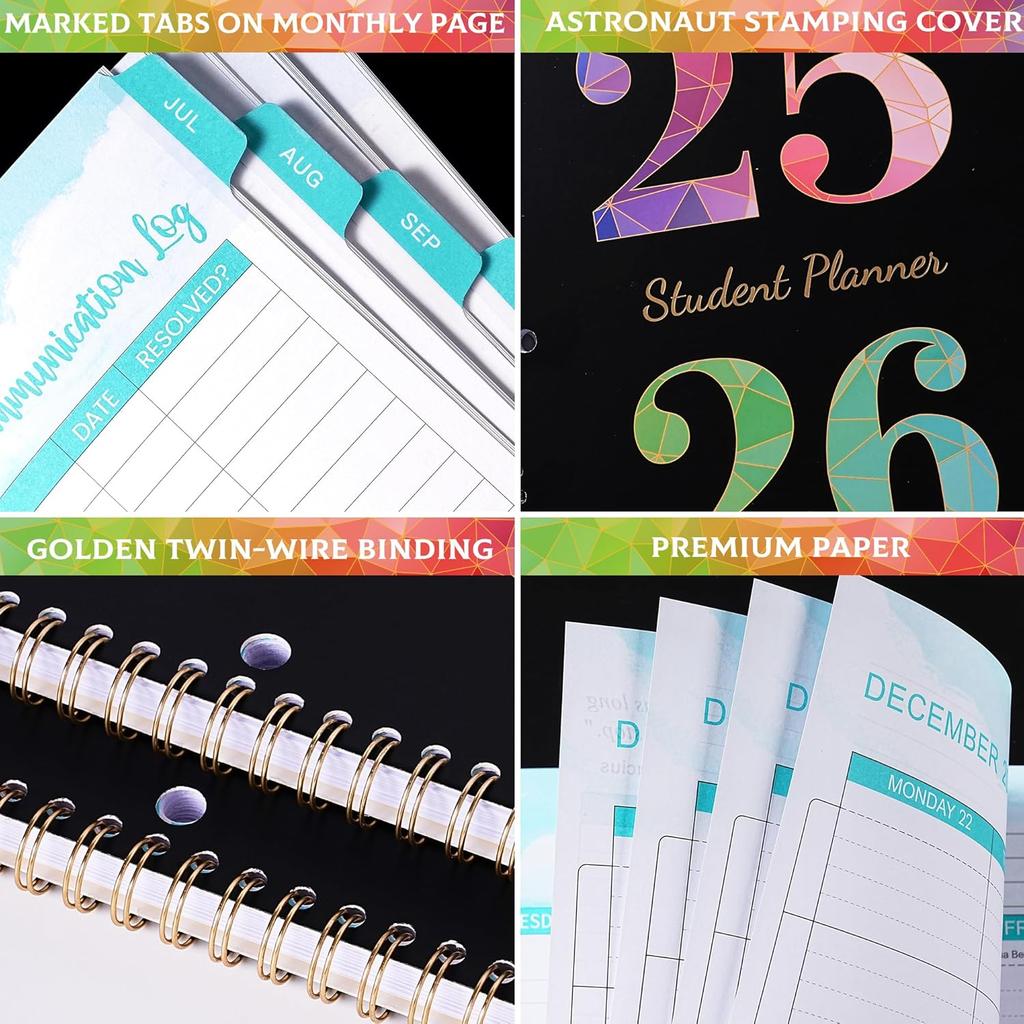 Student Planner 2025-2026 - Academic School Planner from Jul. 2025 - Jun. 2026, 8.5" × 10.8" Weekly Lesson Organizer, Strong Twin-Wire Binding, 12
