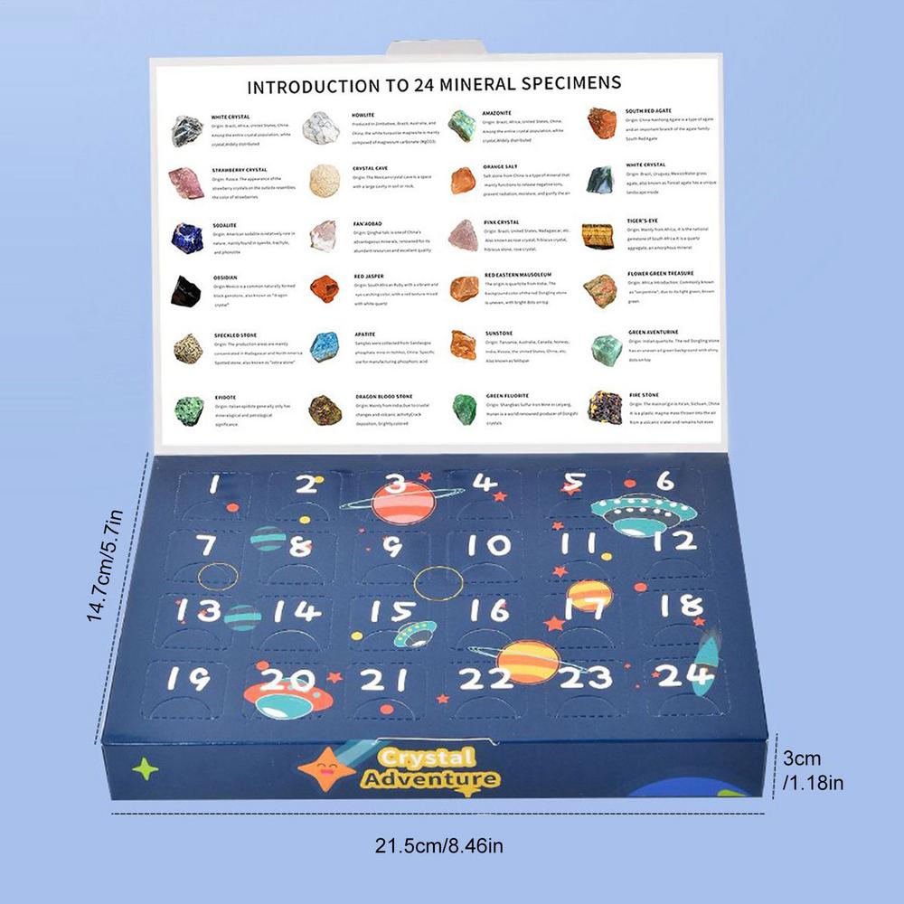 Crystal Advent Calendar 2025 Christmas Countdown Calendar 24 Days Natural Gemstones for Adults Teens Birthday Christmas Gifts
