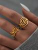 Stainless Steel Spiral Adjustable Open Rings for Women 18K Gold Plated Waterproof High Quality Ladies Jewelry For Vacation Etc