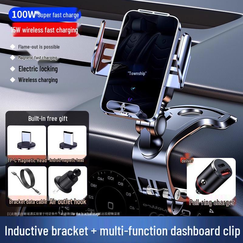 2025 Magnetische Kabellose Handyhalterung & Schnelllader mit Lüftungsschlitz- und Armaturenbrett-Saugfuß