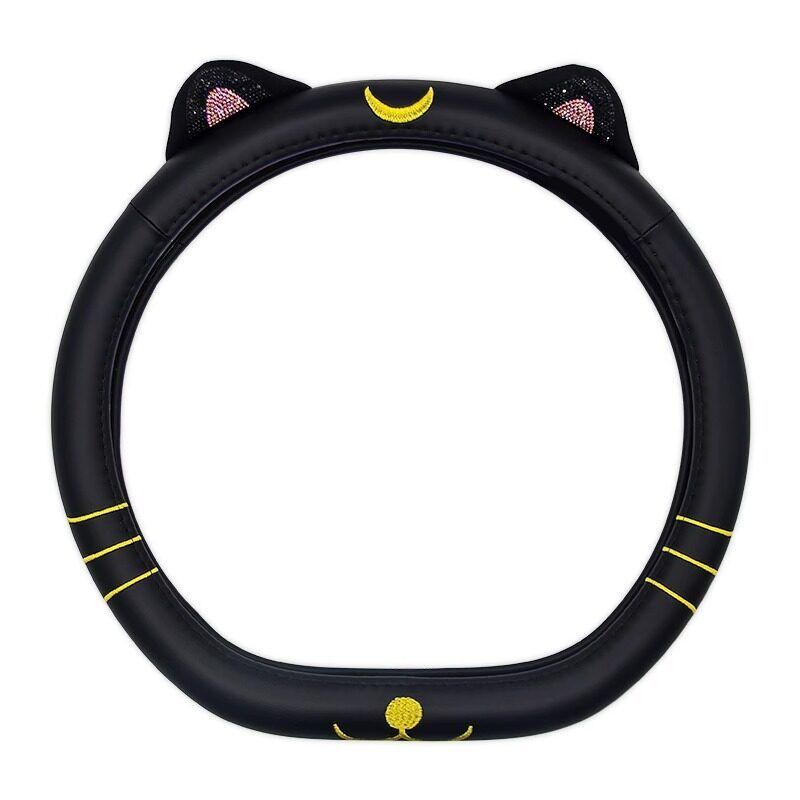 Cute Cat Ears Car Steering Wheel Cover Diamond-Embedded Handle Cover Female Wuling Confero Mini Gameboy Special 36cm
