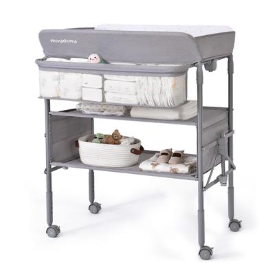 Maydolly Altezza Fasciatoio Con Portaoggetti Facile per Bambino Regalo Maternità Senza Tavolo, Pieghevole, Regolabile, Ruote, Incluso, Pulito, Cura, Asilo Nido,