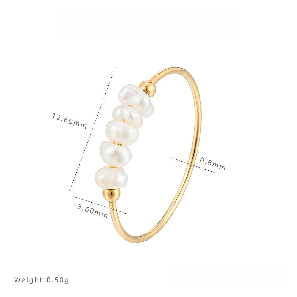 

Простое кольцо из натурального барочного жемчуга, легкое, роскошное, нишевое, женское, из титановой стали, не тускнеющее 9