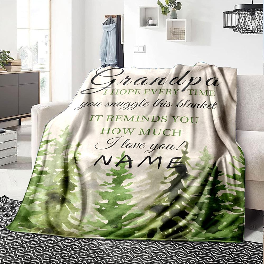 Grandpa Love Blanket Lightweight Customizable Blanket Customize Your Name Warmthful Decor For Sofa Couch Office Bed Picnics Four Seasons Multipurpose