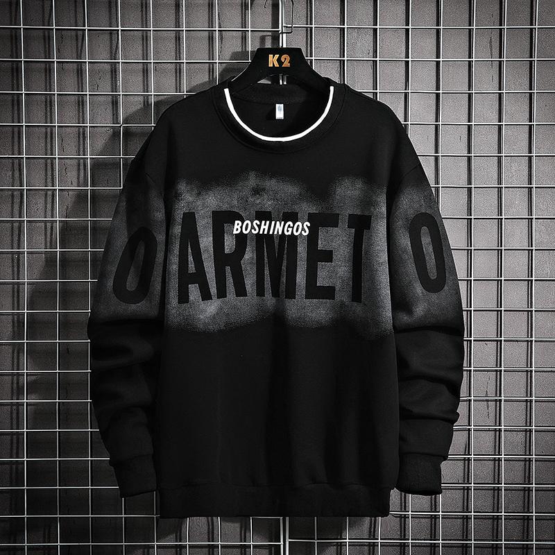 Spring Autumn Round Neck Letter Printing Sweatshirt Male Long Sleeve Casual Fashion Bottomed Pullover Top Men