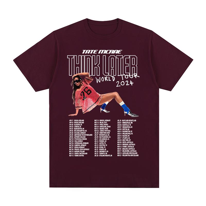 Tate McRae think later Greedy Vintage tshirt Album Tour Harajuku Streetwear Cotton Unisex T shirt New TEE TSHIRT Womens tops