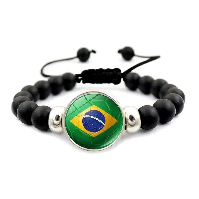 Football Team Beaded Bracelet Men And Women Fashion Black Bracelet Germany Spain Brazil Football Jewelry.