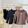 2024 Kids' Winter Thick Half-High Neck Velvet Base Layer T-Shirt - Korean Style