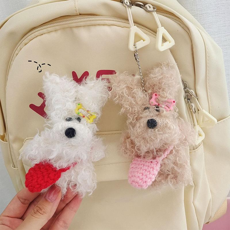 Kawaii Puppy Plush Keychain Cute Cartoon Little Doll Pendant Backpack Hanging Decoration Couple Key Holder Birthday Gifts