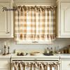 Window Valance with Lace Trim Buffalo Check Valance, Ruffled Curtain And Bows, Small Valances Light Filtering Rod Pocket for Kitchen Living