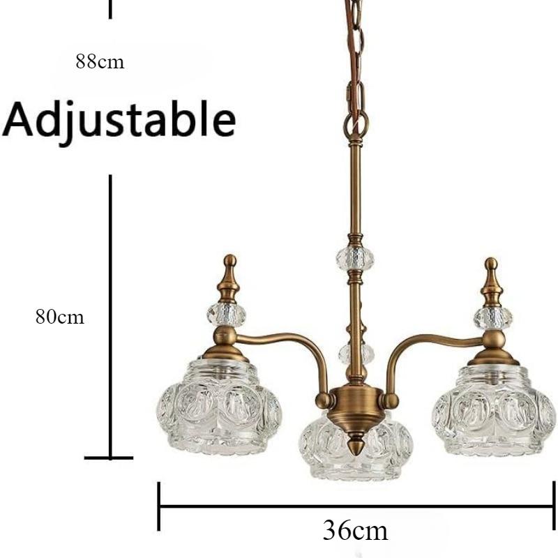 Vintage Gold Glass Chandelier with Matte Brushed Antique Bronze Finish