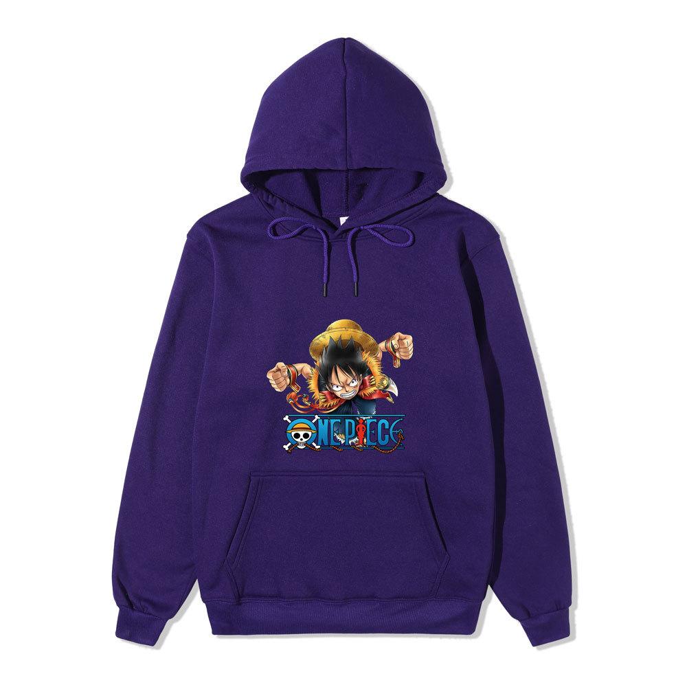 One Piece Monkey D. Luffy Hoodie, Anime Character Printed Pullover Hooded Sweatshirt Casual Long Sleeve Hoodie