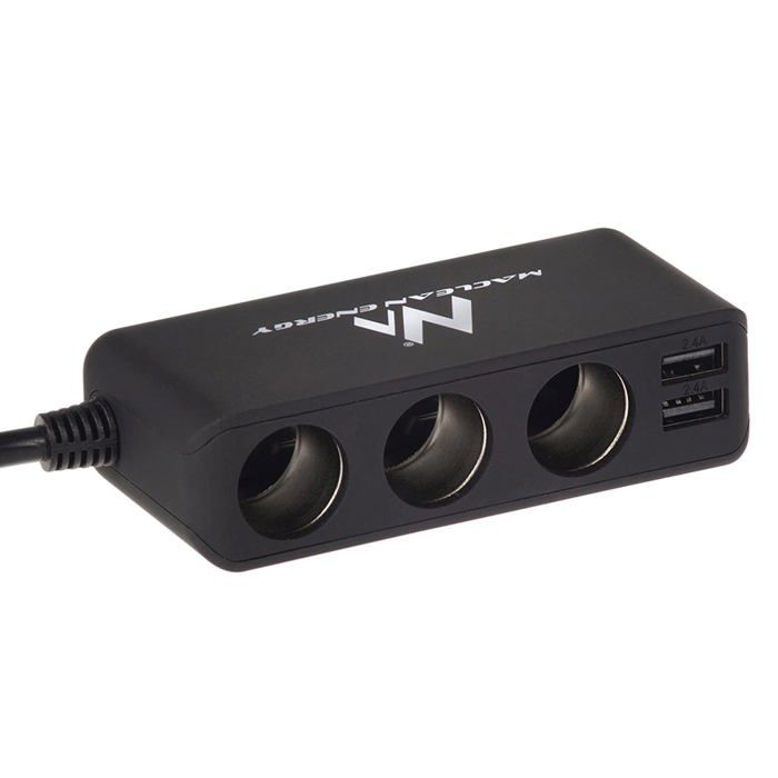 Prise allume-cigare multi 3 voies - Maclean - MCE117 - 2 sorties USB - 120W - Noir