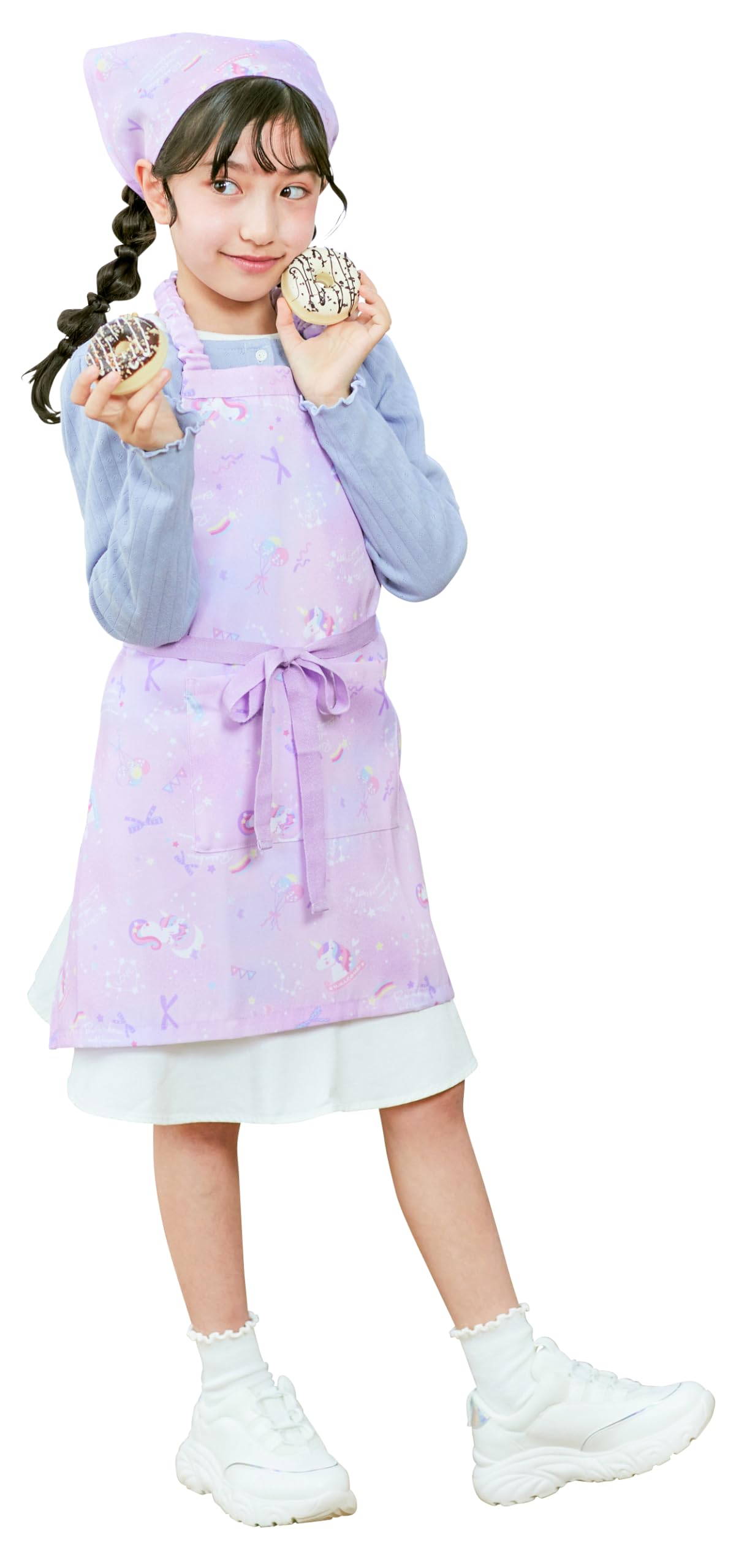 

Kids Apron for with Triangle E Unicorn [Arisana] Girls, Children, Scarf, 100-150, Lavender_M