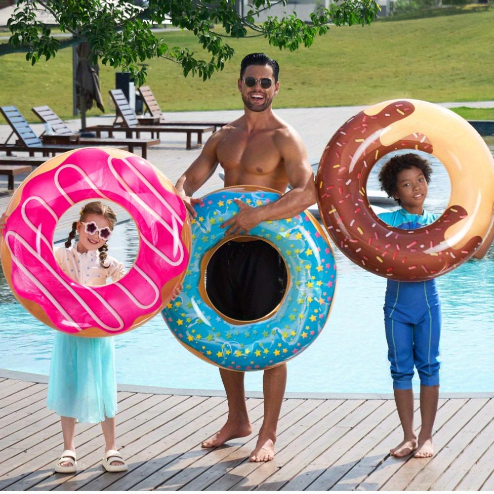 JOYFY 32.5" Donut Pool Float with Glitters 3 Pack Funny Tube Toys for Swimming Pool Party and Donut Party Supplies