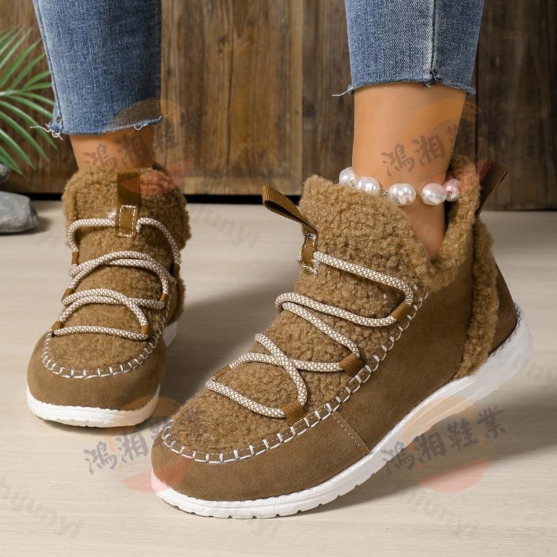 Women's Vintage Thicken Warm Low Top Snow Boots  Winter  Fashion Versatile Plush Fluffy Comfortable Non Slip Cotton Boots