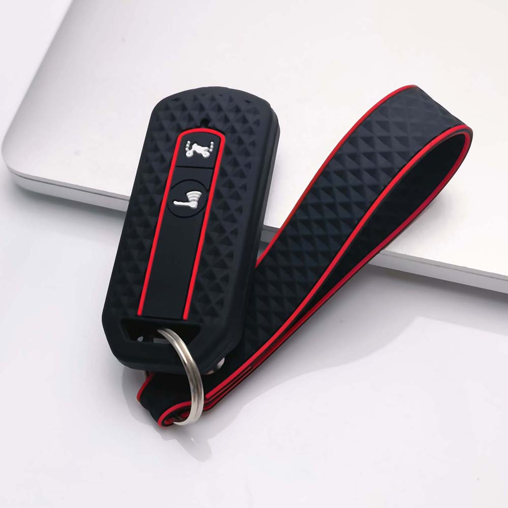 2 Button Smart Key Cover with keychain For Honda PCX160 PCX150 PCX125 Vario 160 ADV 160 Motorcycle Silicone Key Fob Case чёрный
