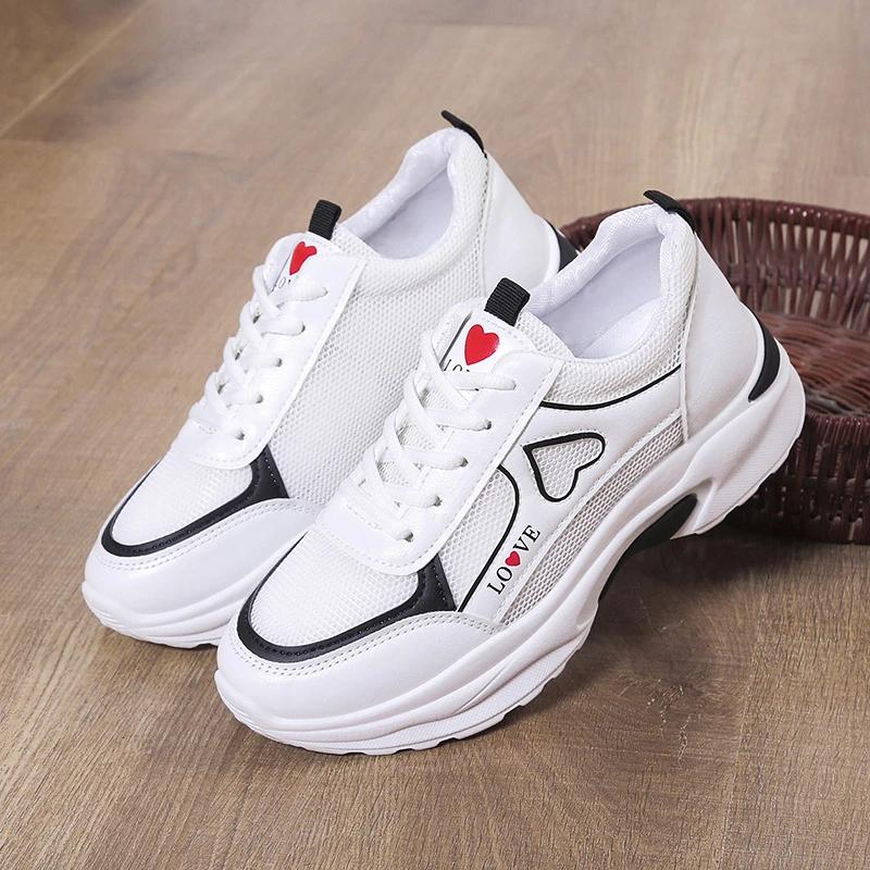 Women Shoes Heart-shaped Platform Sneakers Woman Walking Sports-shoes Breathable White Shoe Casual Sneaker Zapatos Mujer