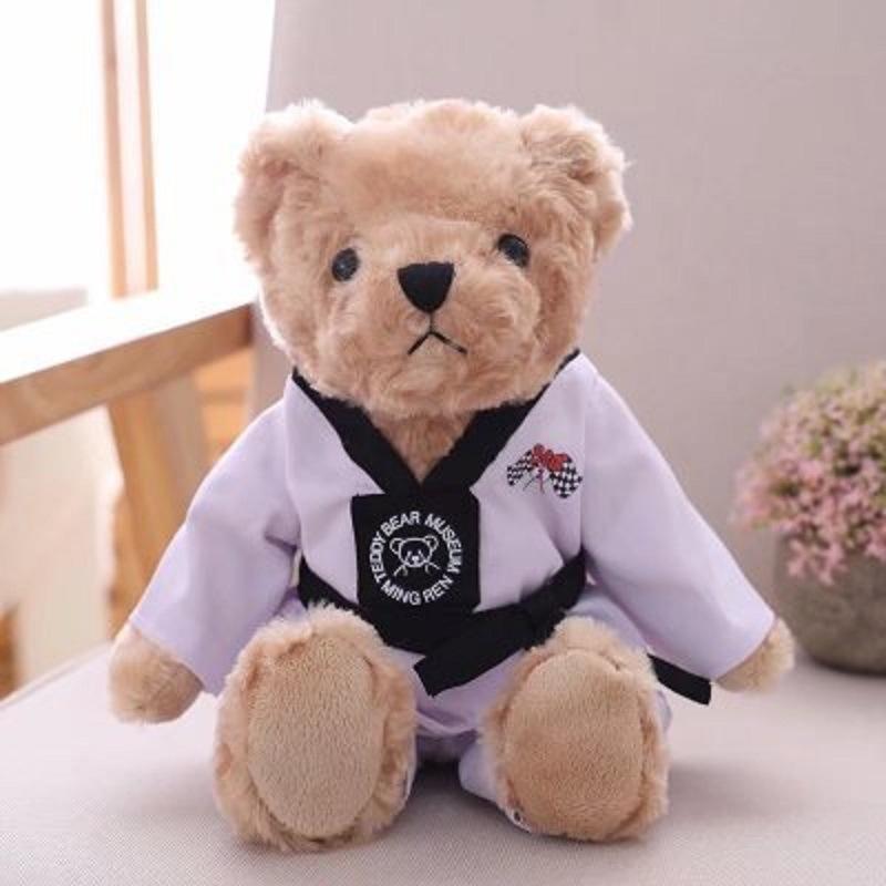 

Wholesale Taekwondo Teddy Bear Plush Toy Martial Arts Gift With Logo Rose Velvet Filling 30cm
