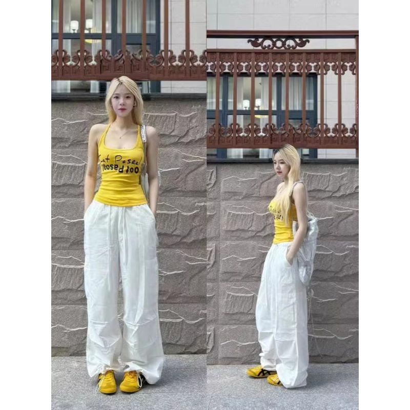 

Retro Silm Sweet Sexy Sleeveless Tops Small Sling Yellow S Suggested 37.50 kg-45.00 kg