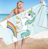 Cute Cartoon Unicorn Beach Towel, Quick Dry Fantasy Bath Towel with Flowers Rainbow Star, Super Soft Oversized Girls Pink Towels