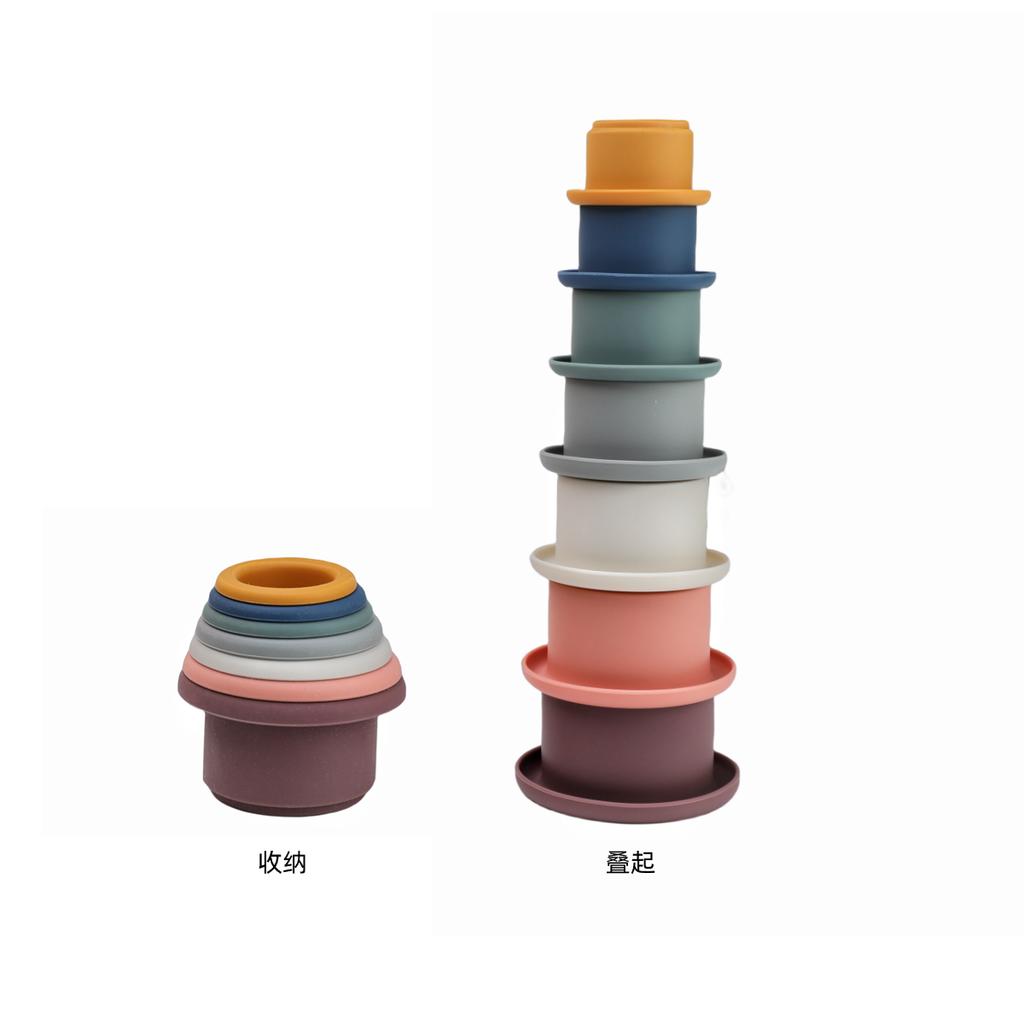 1Set Silicone Stacking Cups Montessori Toys for Kids Stacker Blocks Early Educational Toys Baby Bath Toys Ins Style Bathtub Toy