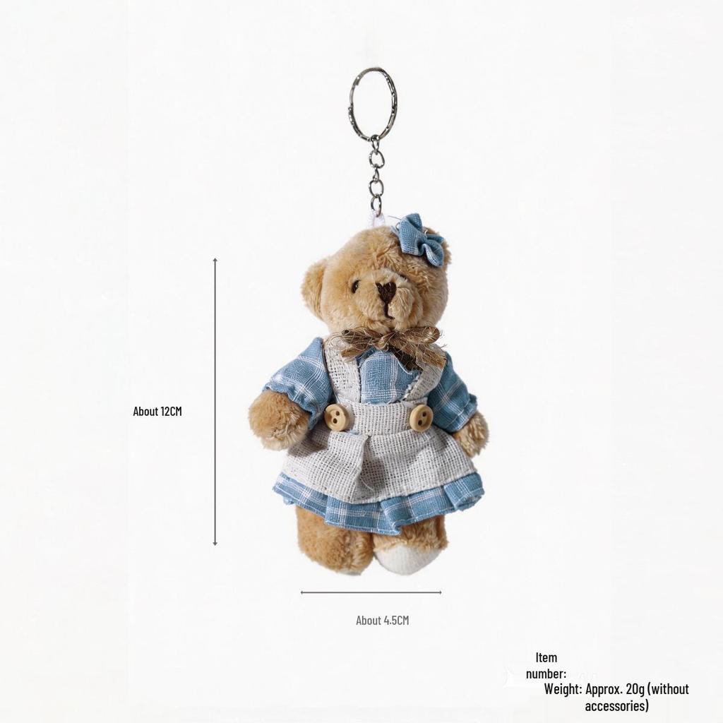 Cartoon Burlap Bear Keychain Pendant - Plush Doll Decoration for Student Bags