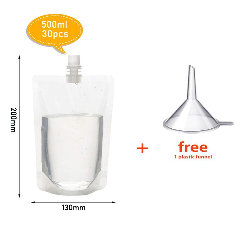 100ml-500ml Cestovní kapsičky na nápoje Průhledné plastové sáčky Uzavřené Skladování šťávy Nápoj Ledově vychlazený sáček Přenosný