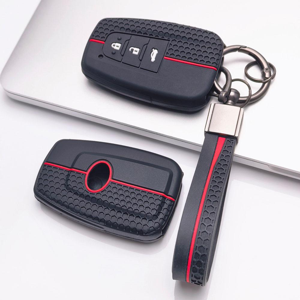 Silicone Car Key Fob Cover with Matching Keychain Is Exclusively Designed for Toyota Models Featuring, Fits Toyota Models Camry Corolla RAV4 Prius
