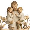 Wooden Ornament with Stable Base, Father Day Wooden Ornament, Decorative Resin Sculpture Family Love Decor for Desktop Bookshelf