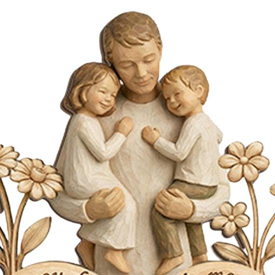 Wooden Ornament with Stable Base, Father Day Wooden Ornament, Decorative Resin Sculpture Family Love Decor for Desktop Bookshelf