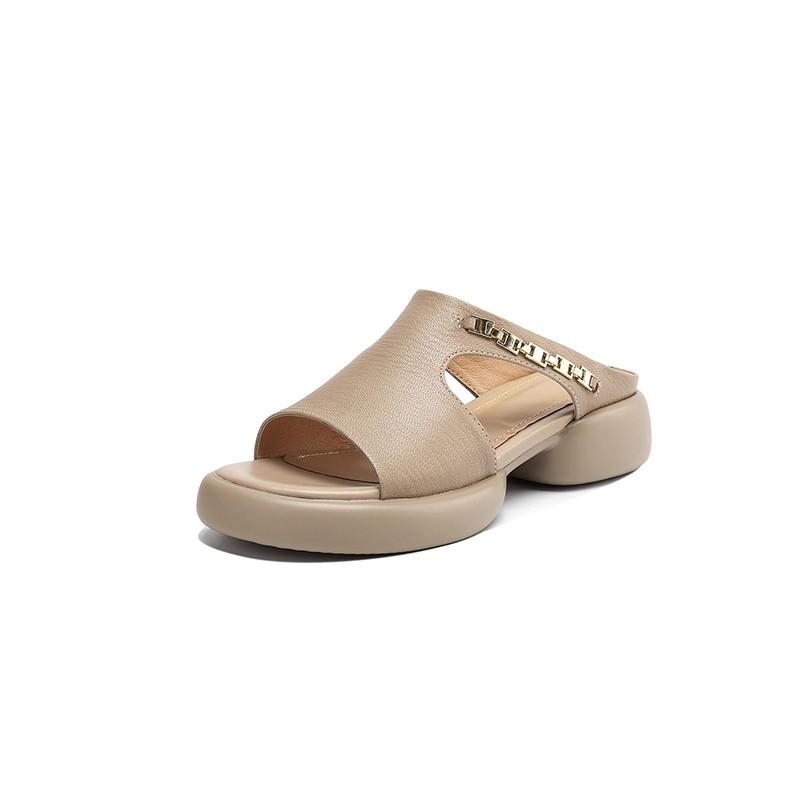 Thick-soled one-word cool slippers for women's summer wear, new super soft sheepskin, simple and lightweight non-slip sandals