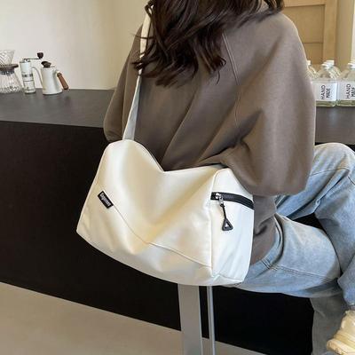 2025 Summer Versatile Solid Color Casual Shoulder Sports Bag - Lightweight Crossbody for College Students