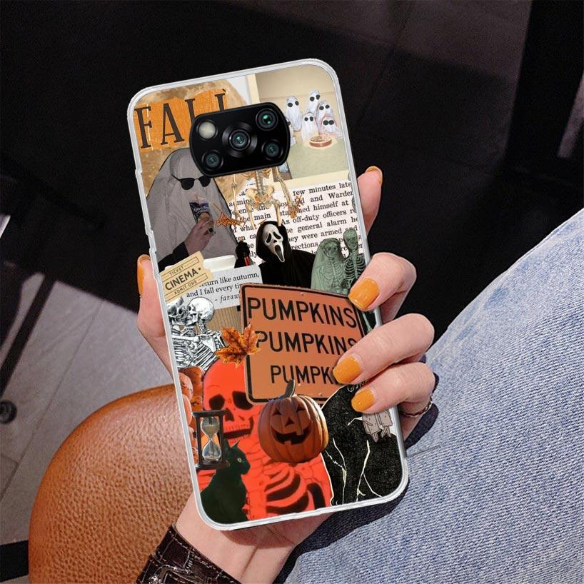 October Fall Halloween Spooky Pumpkin Phone Case For Xiaomi Poco X7 X6 X5 Pro F7 Ultra Redmi 15C 15 13C 13 12C 12 10 10A 10C 9 9