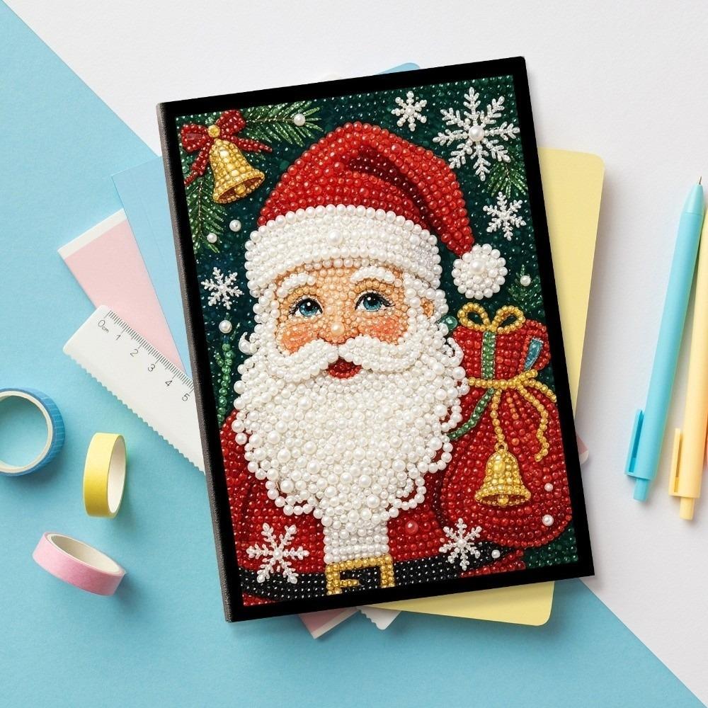 Colorful Finish DIY Pearl and Diamond Notebook Art Handmade Santa Claus Diamond Painting Notebook Kit 3D Visual Effect Snowman