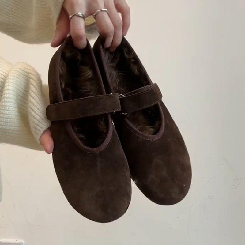 

Soft Leather Soft Sole Mom Shoes Autumn New Round Toe Shallow Mouth One Strap Non-slip Low Top Shoes 40 коричневий