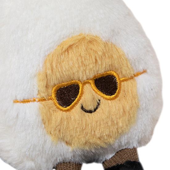 Happy Boiled Egg Stuffed Toy Fun Egg Stuffed Animal for Foodies Sports Fans Playful Expression Doll with Lanyard