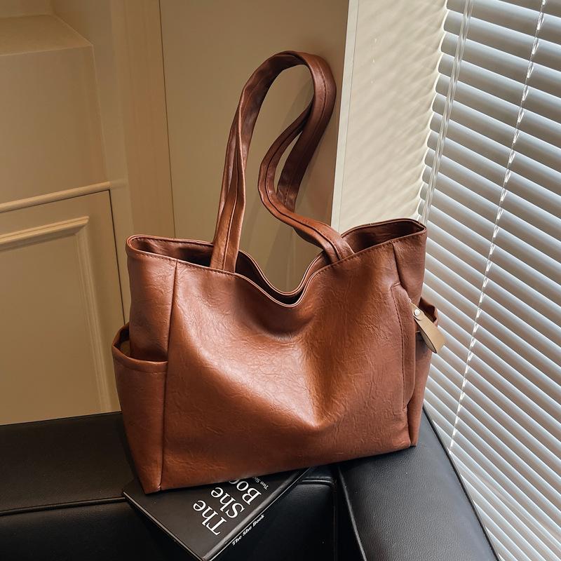 Women's bag large-capacity tote bag new simple and versatile work commuting shoulder bag textured tote bag