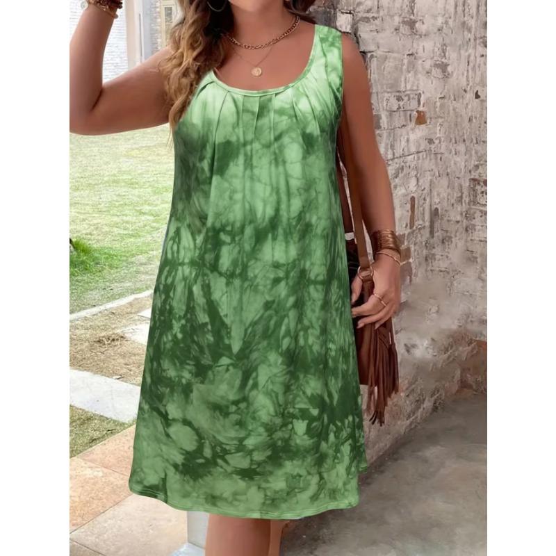 Women's fashionable printed casual sleeveless dress, machine washable, comfortable and versatile