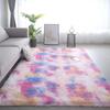 1PC Silk Wool Rugs Children's Room Living Room Bedroom Tie-Dye Non-Slip Washable Machine Washable Carpet Mats