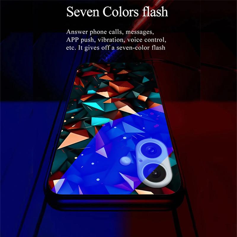 For iPhone 16 Case Call Flash Series Pattern Printing Tempered Glass+TPU Combo Phone Case