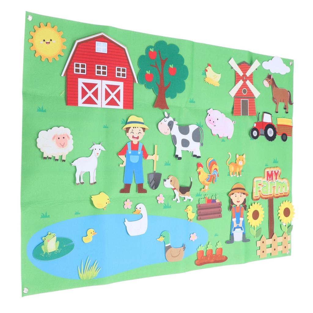 Farm Animals Felt Story Board Set Farmhouse Themed Storytelling Felt Board with 34pcs Accessories