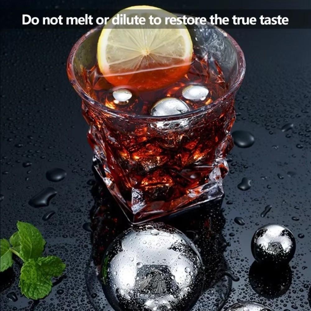 25mm Stainless Steel Ice Cubes Ball Reusable Round Metal Ice Balls New Whiskey Stones Set