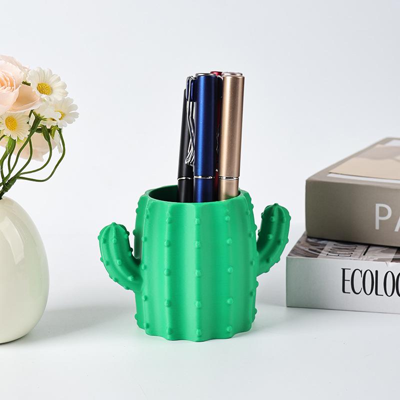 Nordic Cactus Pen Holder - 3D Printed Stationery Organizer for Desk