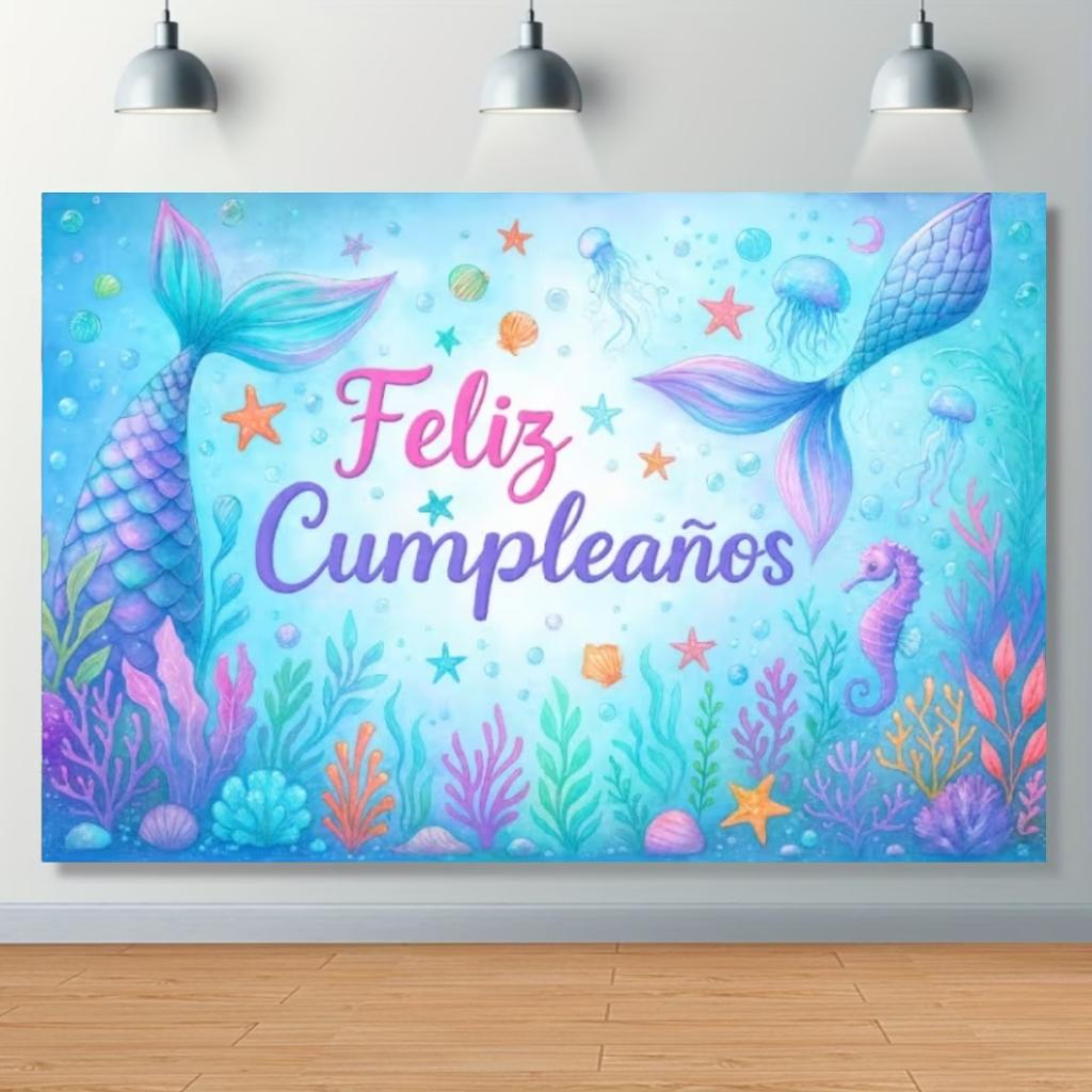 Mermaid Backdrop Girls Princess Birthday Party Decoration Background Under The Sea Photography Supplies Kids Baby Shower Banner