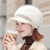 Hat Female Autumn Winter Fashion Versatile Thickened Ear Protector Warm Duck Tongue Beret Rabbit Hair Knitted Wool Hat